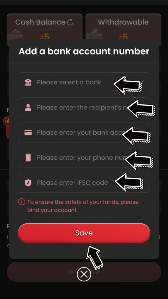 13L Game Bank Details