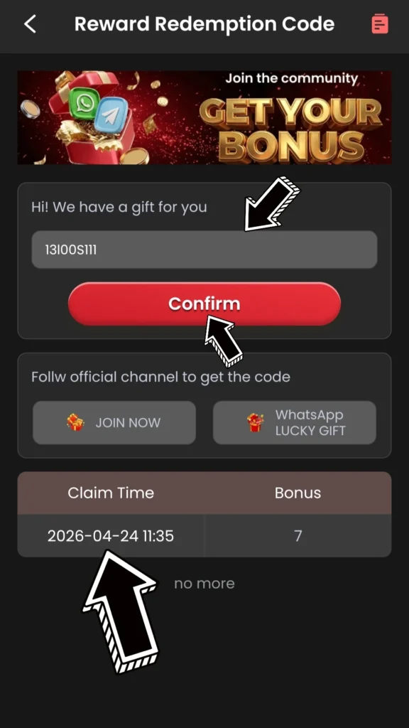 Gift Code Claim 13L game